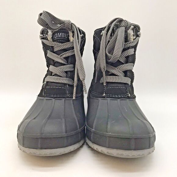 Khombu Rain Boots Women’s 8 Black & Gray Waterproof Faux Fur Lined Winter Shoes - Picture 2 of 11